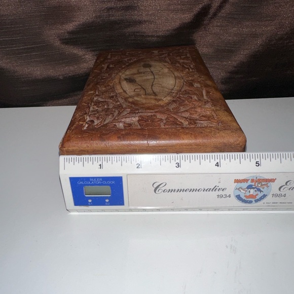 Vintage Hand Carved Floral/Brass Wooden Jewelry/Trinket Box /Made in INDIA 🇮🇳 - Picture 12 of 13